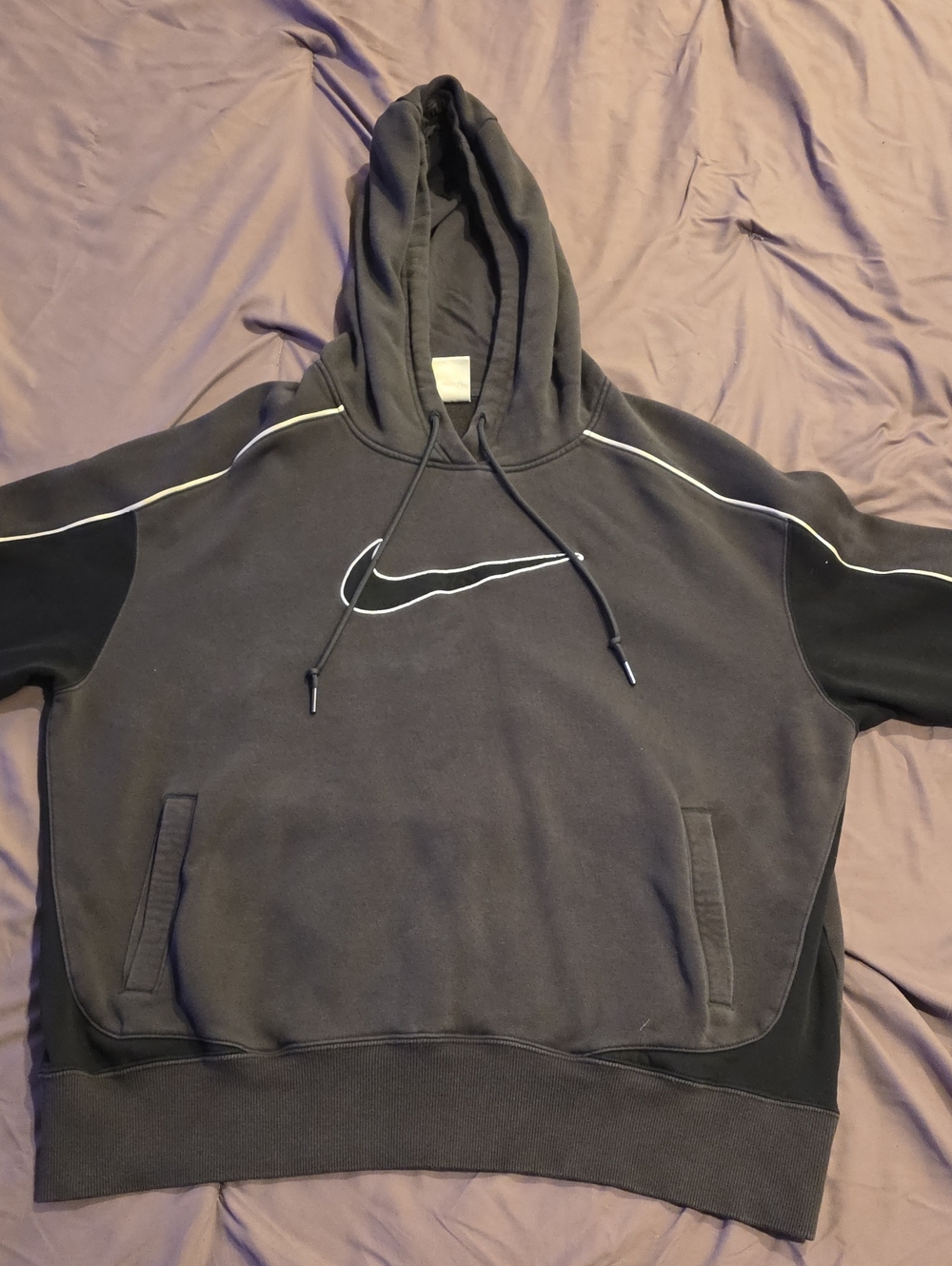 Nike Black Hoodie with White Outlined Swoosh